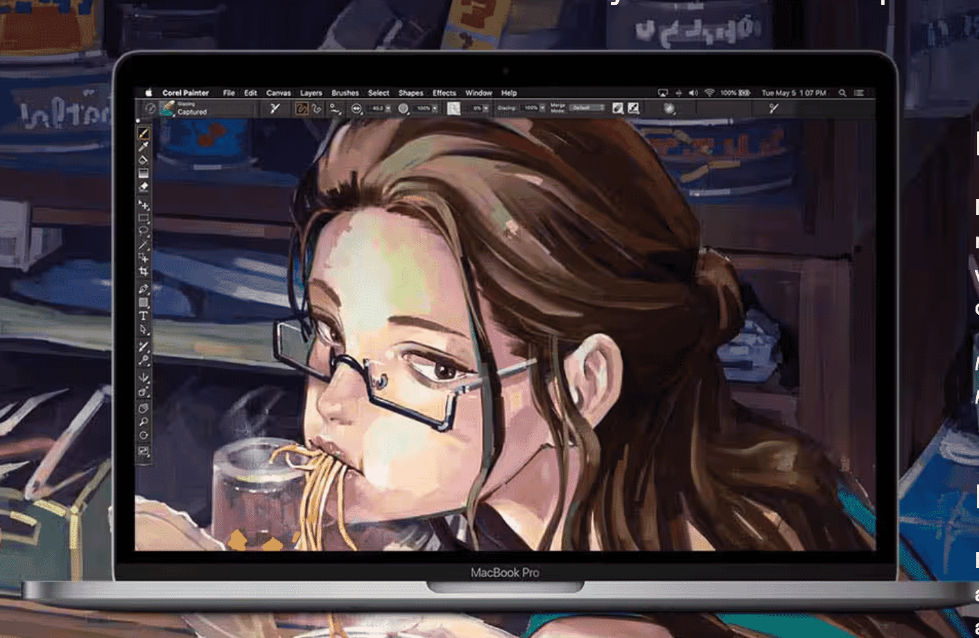 Corel Painter interface displaying 3D text creation tools for digital design